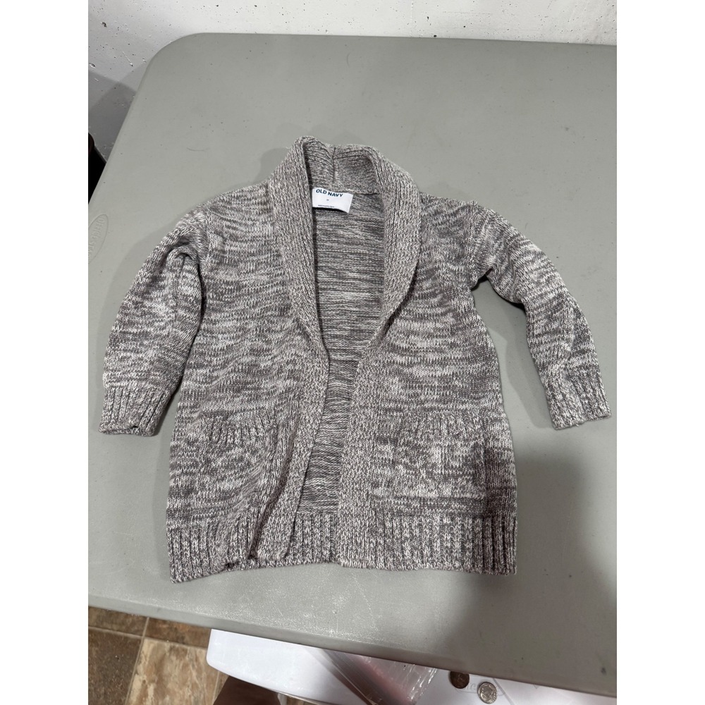 Old Navy Kids Grey Marled Shawl Collar Cardigan Sweater 3T Open Front